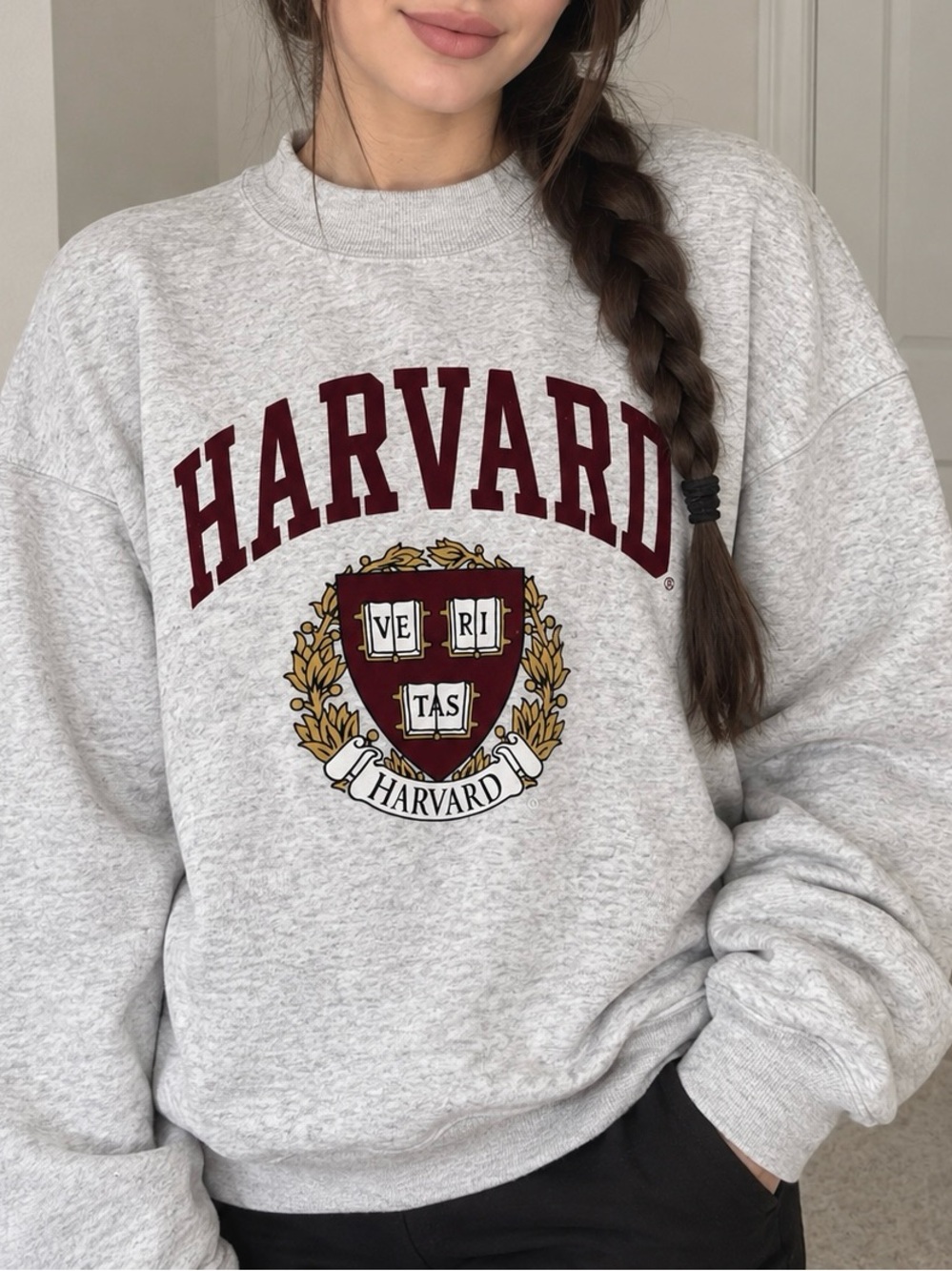 Harvard Gray Logo Crewneck Sweater